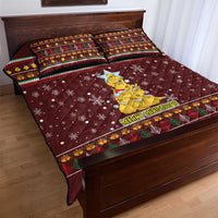 Merry Chickmas Christmas Quilt Bed Set with Yellow Chickens Tree Design and Snowflake Pattern - Wonder Print Shop