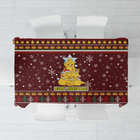 Merry Chickmas Christmas Tablecloth with Yellow Chickens Tree Design and Snowflake Pattern - Wonder Print Shop