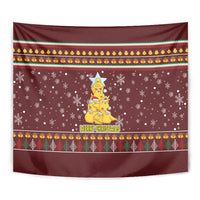 Merry Chickmas Christmas Tapestry with Yellow Chickens Tree Design and Snowflake Pattern - Wonder Print Shop