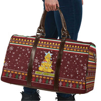 Merry Chickmas Christmas Travel Bag with Yellow Chickens Tree Design and Snowflake Pattern - Wonder Print Shop