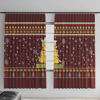 Merry Chickmas Christmas Window Curtain with Yellow Chickens Tree Design and Snowflake Pattern - Wonder Print Shop