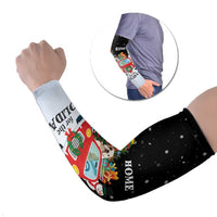 Merry Christmas Bulldog And Snowman Arm Sleeves Dog Snowman Christmas Tree and Red Car Winter Scene - Wonder Print Shop