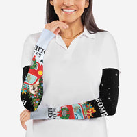 Merry Christmas Bulldog And Snowman Arm Sleeves Dog Snowman Christmas Tree and Red Car Winter Scene - Wonder Print Shop