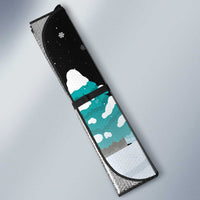 Merry Christmas Bulldog And Snowman Auto Sun Shade Dog Snowman Christmas Tree and Red Car Winter Scene - Wonder Print Shop