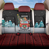 Merry Christmas Bulldog And Snowman Back Car Seat Cover Dog Snowman Christmas Tree and Red Car Winter Scene - Wonder Print Shop