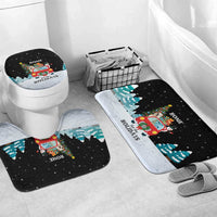 Merry Christmas Bulldog And Snowman Bathroom Set Dog Snowman Christmas Tree and Red Car Winter Scene - Wonder Print Shop