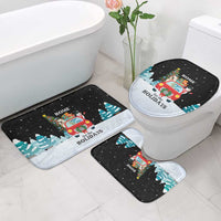 Merry Christmas Bulldog And Snowman Bathroom Set Dog Snowman Christmas Tree and Red Car Winter Scene - Wonder Print Shop