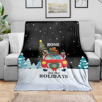 Merry Christmas Bulldog And Snowman Blanket Dog Snowman Christmas Tree and Red Car Winter Scene - Wonder Print Shop