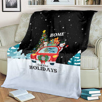 Merry Christmas Bulldog And Snowman Blanket Dog Snowman Christmas Tree and Red Car Winter Scene - Wonder Print Shop