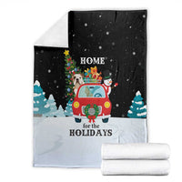 Merry Christmas Bulldog And Snowman Blanket Dog Snowman Christmas Tree and Red Car Winter Scene - Wonder Print Shop