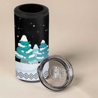 Merry Christmas Bulldog And Snowman 4 in 1 Can Cooler Tumbler Dog Snowman Christmas Tree and Red Car Winter Scene - Wonder Print Shop