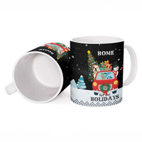 Merry Christmas Bulldog And Snowman Ceramic Mug Dog Snowman Christmas Tree and Red Car Winter Scene - Wonder Print Shop