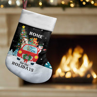 Merry Christmas Bulldog And Snowman Christmas Stocking Dog Snowman Christmas Tree and Red Car Winter Scene - Wonder Print Shop