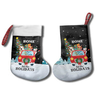 Merry Christmas Bulldog And Snowman Christmas Stocking Dog Snowman Christmas Tree and Red Car Winter Scene - Wonder Print Shop