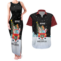 Merry Christmas Bulldog And Snowman Couples Matching Tank Maxi Dress and Hawaiian Shirt Dog Snowman Christmas Tree and Red Car Winter Scene - Wonder Print Shop