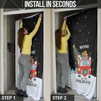 Merry Christmas Bulldog And Snowman Door Cover Dog Snowman Christmas Tree and Red Car Winter Scene - Wonder Print Shop