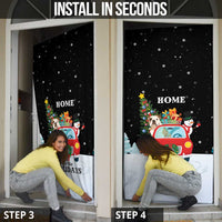 Merry Christmas Bulldog And Snowman Door Cover Dog Snowman Christmas Tree and Red Car Winter Scene - Wonder Print Shop