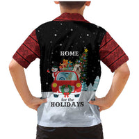 Merry Christmas Bulldog And Snowman Family Matching Mermaid Dress and Hawaiian Shirt Dog Snowman Christmas Tree and Red Car Winter Scene - Wonder Print Shop