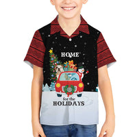 Merry Christmas Bulldog And Snowman Family Matching Puletasi and Hawaiian Shirt Dog Snowman Christmas Tree and Red Car Winter Scene - Wonder Print Shop