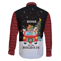 Merry Christmas Bulldog And Snowman Family Matching Short Sleeve Bodycon Dress and Hawaiian Shirt Dog Snowman Christmas Tree and Red Car Winter Scene - Wonder Print Shop
