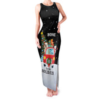 Merry Christmas Bulldog And Snowman Family Matching Tank Maxi Dress and Hawaiian Shirt Dog Snowman Christmas Tree and Red Car Winter Scene - Wonder Print Shop