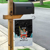 Merry Christmas Bulldog And Snowman Garden Flag Dog Snowman Christmas Tree and Red Car Winter Scene - Wonder Print Shop