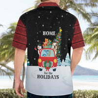 Merry Christmas Bulldog And Snowman Hawaiian Shirt Dog Snowman Christmas Tree and Red Car Winter Scene - Wonder Print Shop