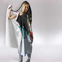 Merry Christmas Bulldog And Snowman Hooded Blanket Dog Snowman Christmas Tree and Red Car Winter Scene - Wonder Print Shop