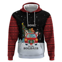Merry Christmas Bulldog And Snowman Hoodie Dog Snowman Christmas Tree and Red Car Winter Scene - Wonder Print Shop