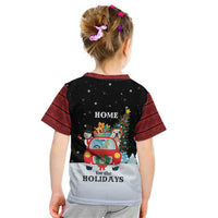 Merry Christmas Bulldog And Snowman Kid T Shirt Dog Snowman Christmas Tree and Red Car Winter Scene - Wonder Print Shop