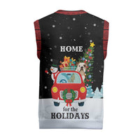 Merry Christmas Bulldog And Snowman Christmas Knitted V-Neck Vest Dog Snowman Christmas Tree and Red Car Winter Scene - Wonder Print Shop