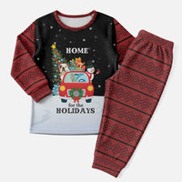 Merry Christmas Bulldog And Snowman Christmas Pajama Set Dog Snowman Christmas Tree and Red Car Winter Scene - Wonder Print Shop