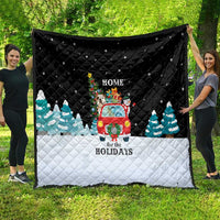 Merry Christmas Bulldog And Snowman Quilt Dog Snowman Christmas Tree and Red Car Winter Scene - Wonder Print Shop