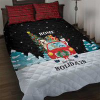 Merry Christmas Bulldog And Snowman Quilt Bed Set Dog Snowman Christmas Tree and Red Car Winter Scene - Wonder Print Shop