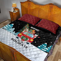 Merry Christmas Bulldog And Snowman Quilt Bed Set Dog Snowman Christmas Tree and Red Car Winter Scene - Wonder Print Shop