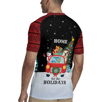 Merry Christmas Bulldog And Snowman Rugby Jersey Dog Snowman Christmas Tree and Red Car Winter Scene - Wonder Print Shop