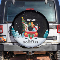 Merry Christmas Bulldog And Snowman Spare Tire Cover Dog Snowman Christmas Tree and Red Car Winter Scene - Wonder Print Shop