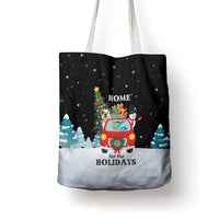 Merry Christmas Bulldog And Snowman Tote Bag Dog Snowman Christmas Tree and Red Car Winter Scene - Wonder Print Shop