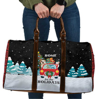 Merry Christmas Bulldog And Snowman Travel Bag Dog Snowman Christmas Tree and Red Car Winter Scene - Wonder Print Shop