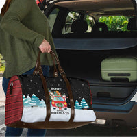 Merry Christmas Bulldog And Snowman Travel Bag Dog Snowman Christmas Tree and Red Car Winter Scene - Wonder Print Shop