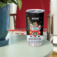 Merry Christmas Bulldog And Snowman Tumbler Cup Dog Snowman Christmas Tree and Red Car Winter Scene - Wonder Print Shop