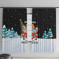 Merry Christmas Bulldog And Snowman Window Curtain Dog Snowman Christmas Tree and Red Car Winter Scene - Wonder Print Shop