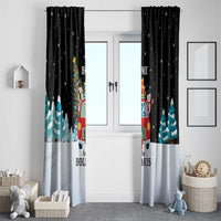 Merry Christmas Bulldog And Snowman Window Curtain Dog Snowman Christmas Tree and Red Car Winter Scene - Wonder Print Shop