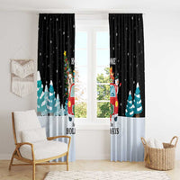 Merry Christmas Bulldog And Snowman Window Curtain Dog Snowman Christmas Tree and Red Car Winter Scene - Wonder Print Shop