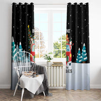 Merry Christmas Bulldog And Snowman Window Curtain Dog Snowman Christmas Tree and Red Car Winter Scene - Wonder Print Shop