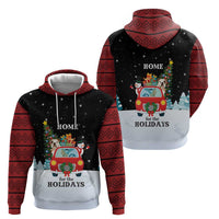 Merry Christmas Bulldog And Snowman Zip Hoodie Dog Snowman Christmas Tree and Red Car Winter Scene - Wonder Print Shop
