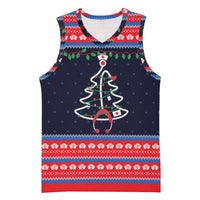 Merry Christmas Nurse Basketball Jersey Stethoscope Tree Nurses and Medical Workers - Wonder Print Shop