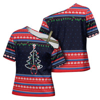 Merry Christmas Nurse Cross Shoulder Shirt Stethoscope Tree Nurses and Medical Workers - Wonder Print Shop