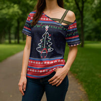 Merry Christmas Nurse Cross Shoulder Shirt Stethoscope Tree Nurses and Medical Workers - Wonder Print Shop