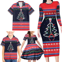 Merry Christmas Nurse Family Matching Long Sleeve Bodycon Dress and Hawaiian Shirt Stethoscope Tree Nurses and Medical Workers - Wonder Print Shop